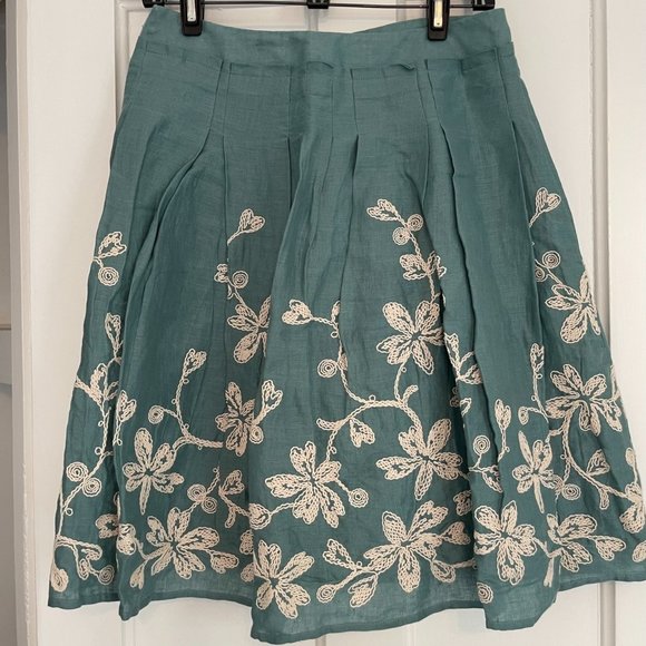 Talbots Blue Embroidered Skirt - Picture 1 of 4